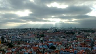 colorful roofs of houses view