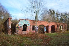 brick old house in ruins