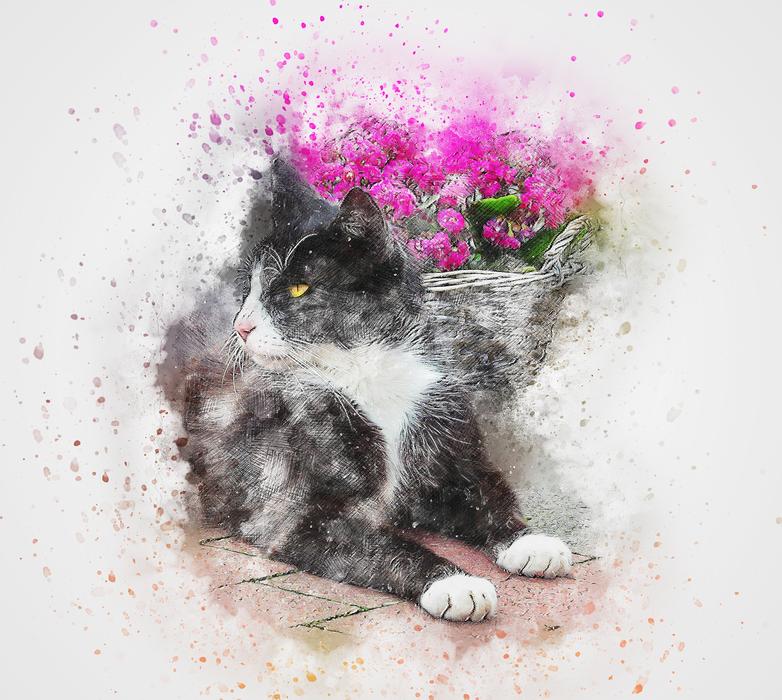 kittens background drawing art