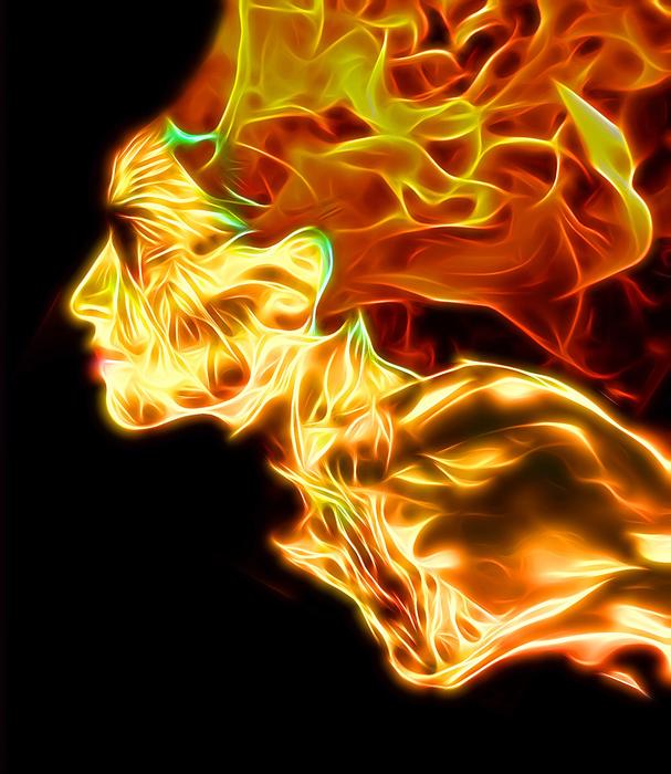 fire girl on a black background