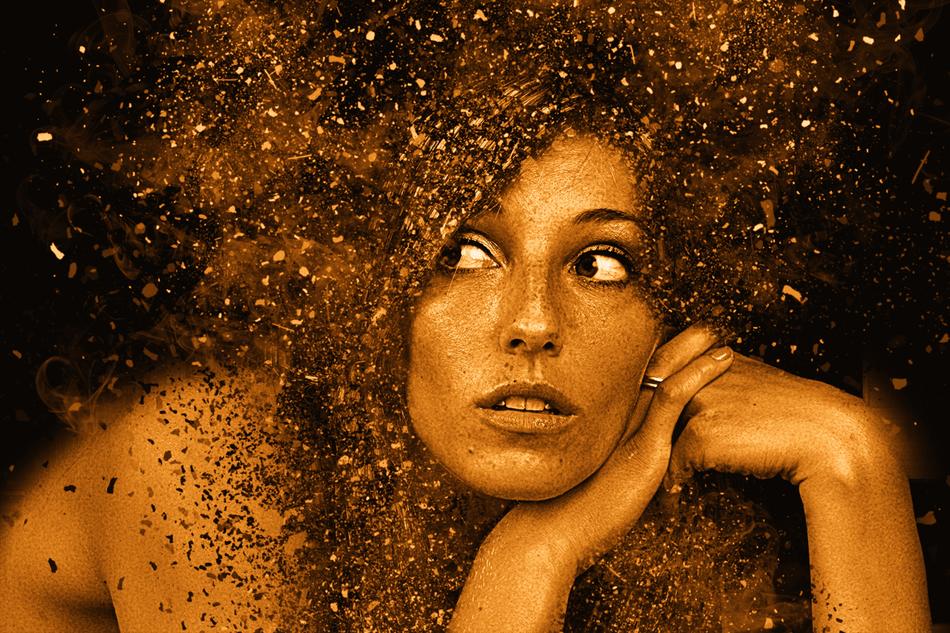 a girl with a pretty face in gold