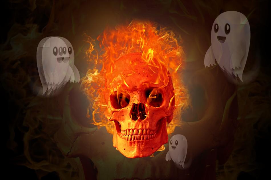 haunted skull of fire