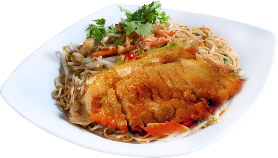 Spicy asian chicken with noodles