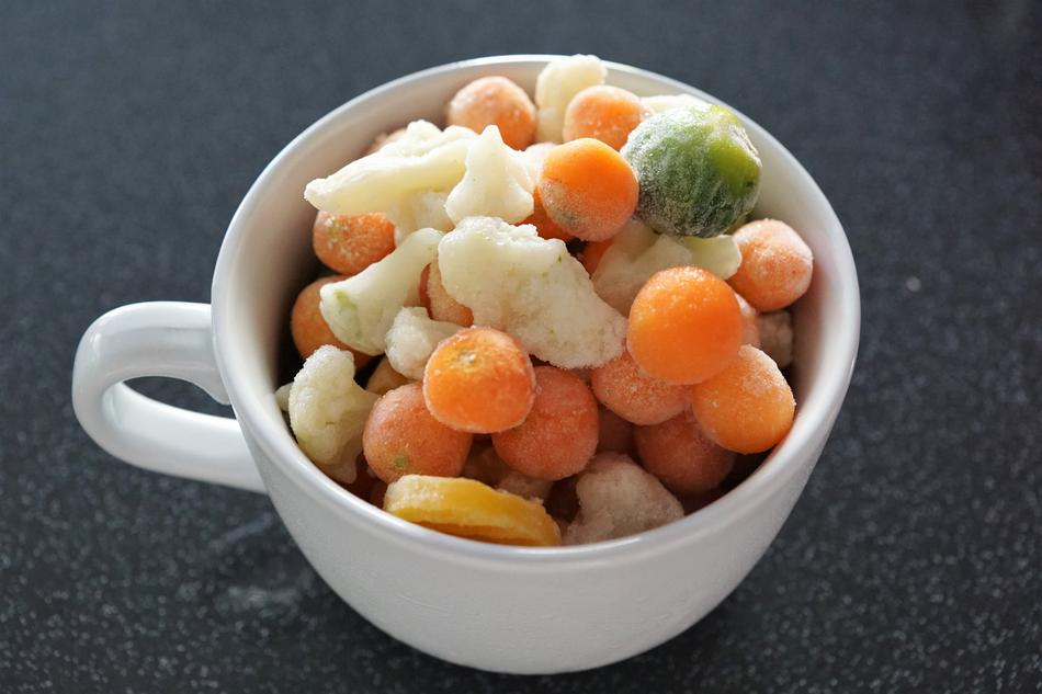 frozen vegetables in a mug