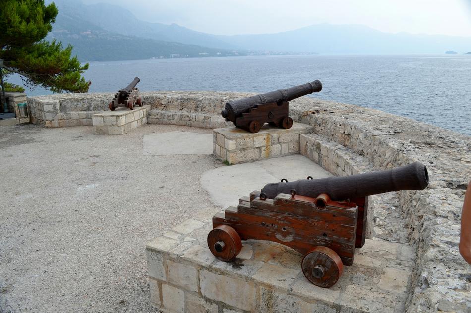 old cannons on the castle wall