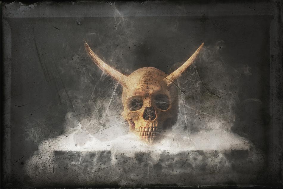 a magnificent skull with big horns