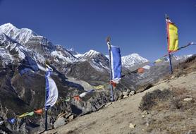 flags on the mountain track