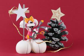 Christmas toy background pink