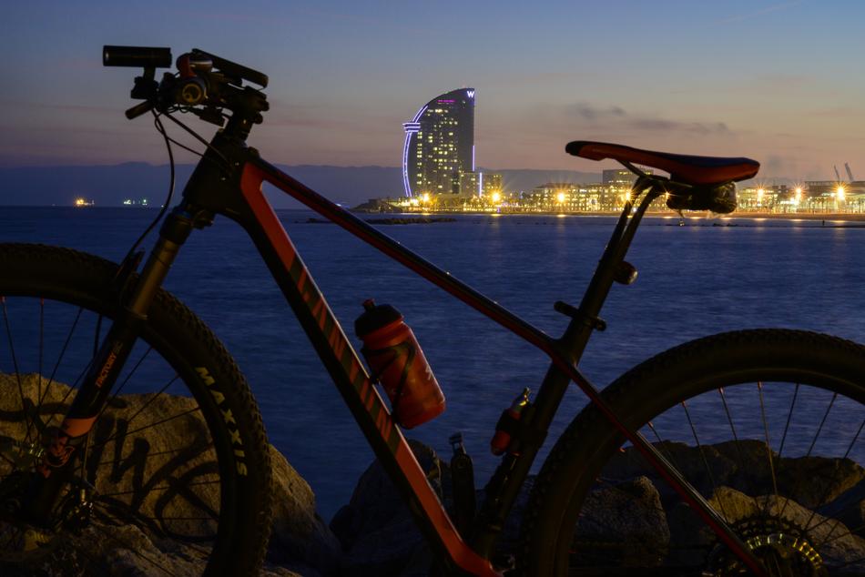 sports bike against the city backdrop