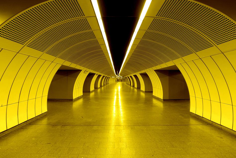 yellow underpass view