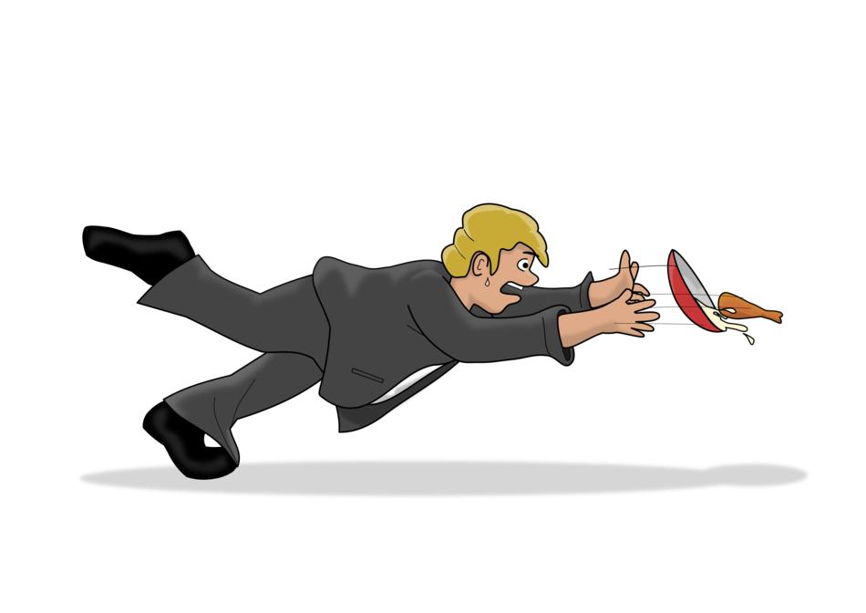 drawing of a man dropping food