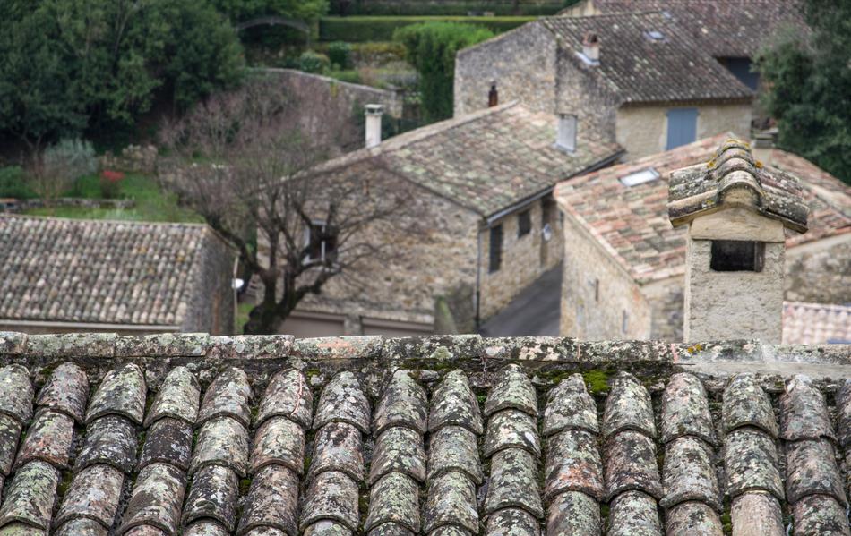 roof with buildings village view