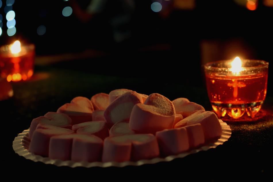 sweet marshmallow by candlelight