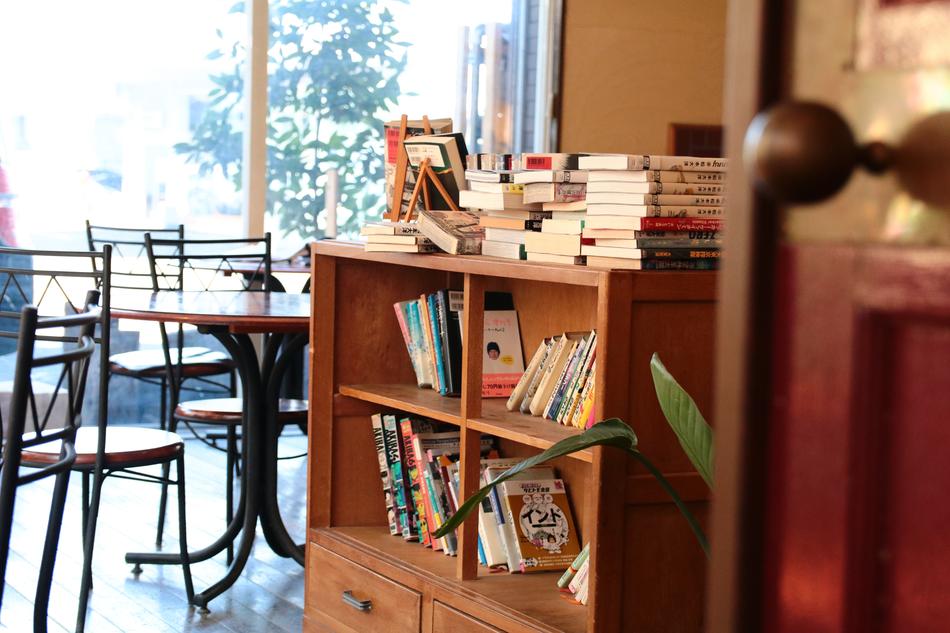cozy restaurant with books
