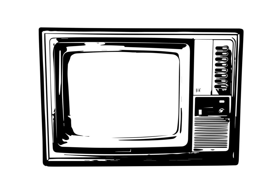 black TV on white background drawing
