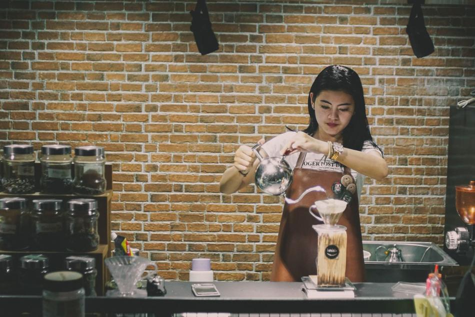 Asian barista girl