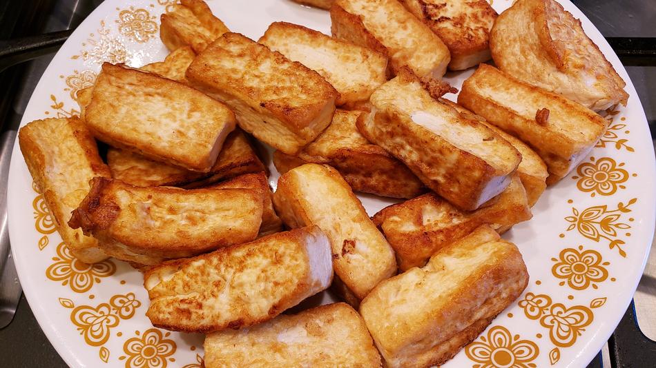 Sweet tofu on a plate
