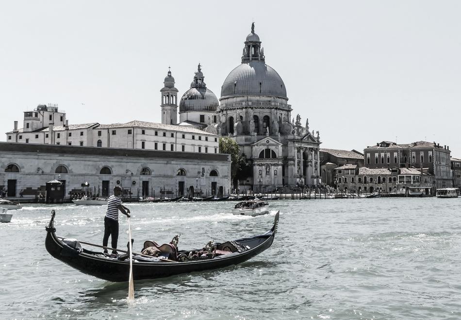 boat landscape with the city as a backdrop