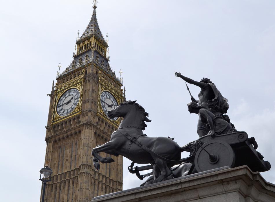 black horse and man sculpture