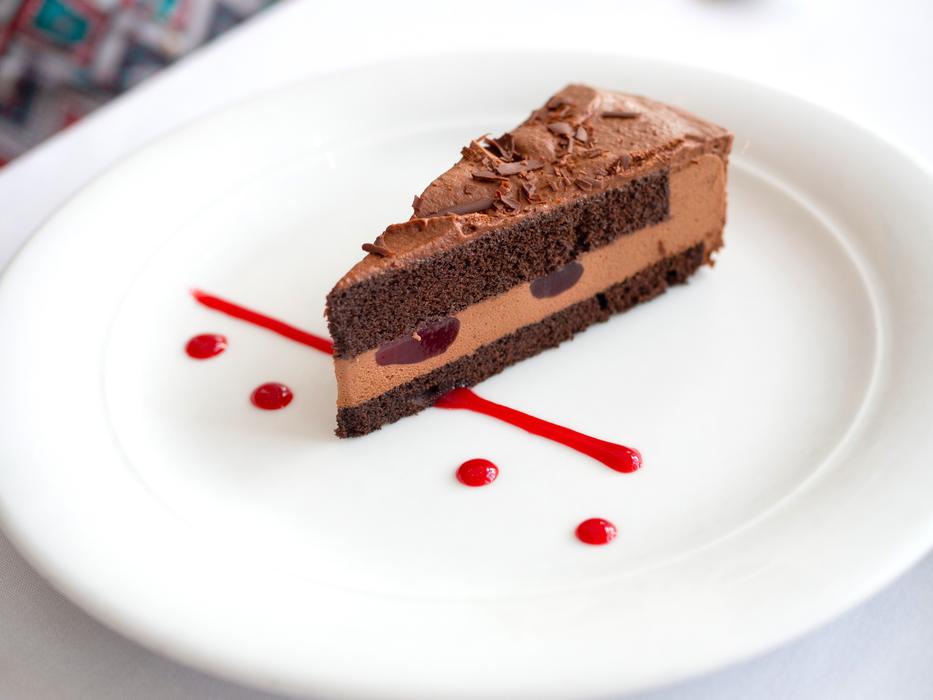 chocolate piece of cake on a plate
