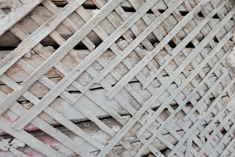 wooden facade with stones