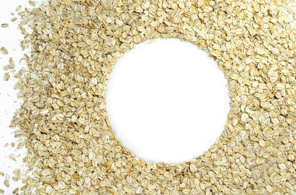 white circle on a background of oatmeal