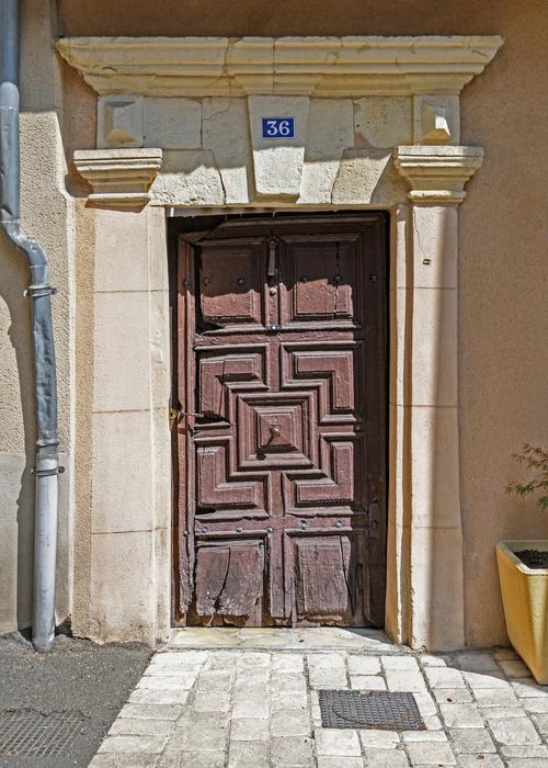 brown patterned door
