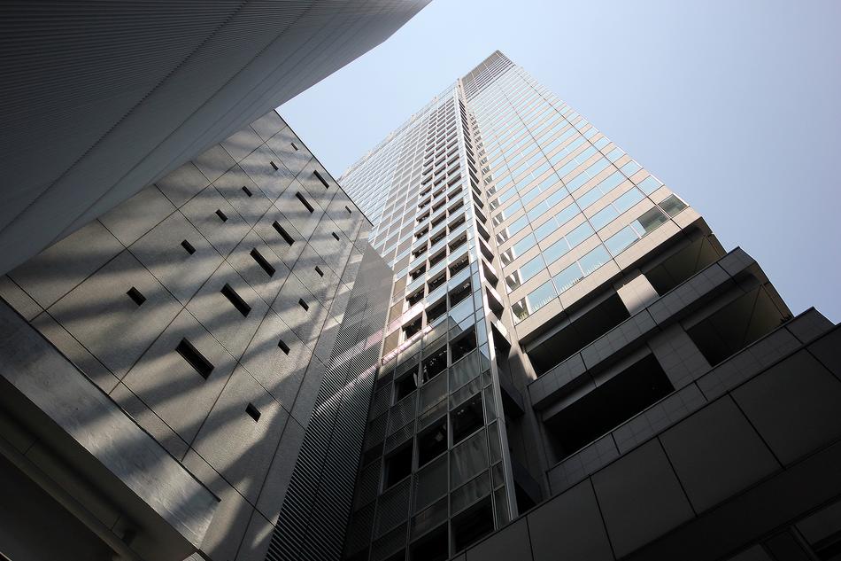 an old building with a glass view