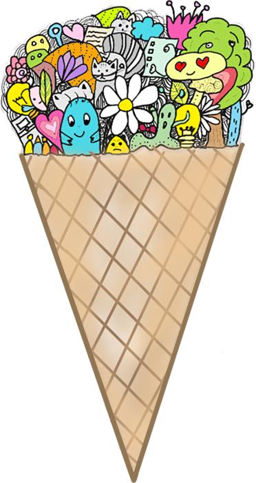 waffle cone with flowers
