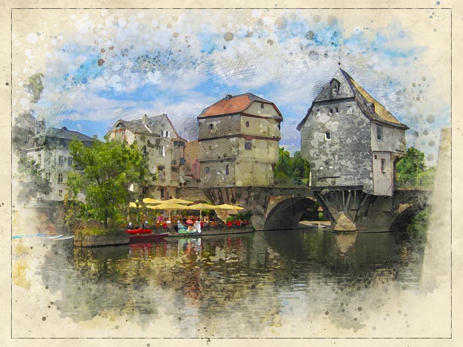 a beautiful painting of the street