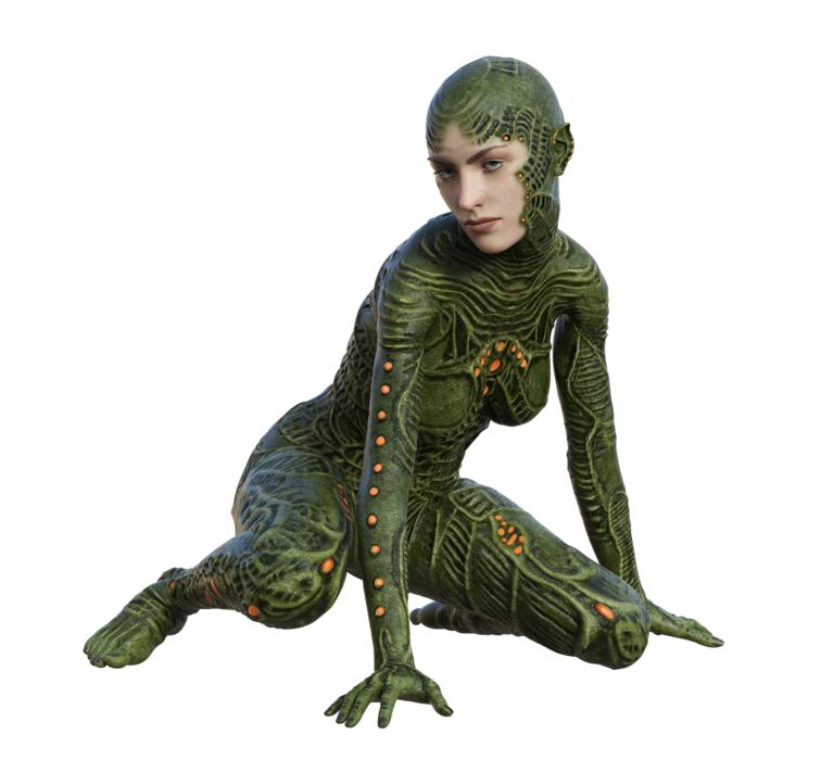 unusual girl in green