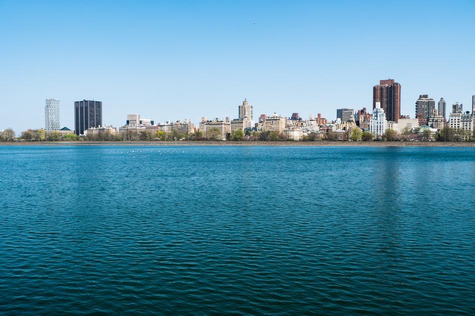 sea surface with the city in the background