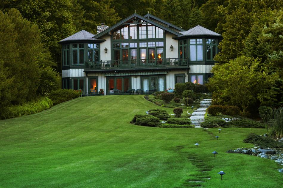 green house with green meadows