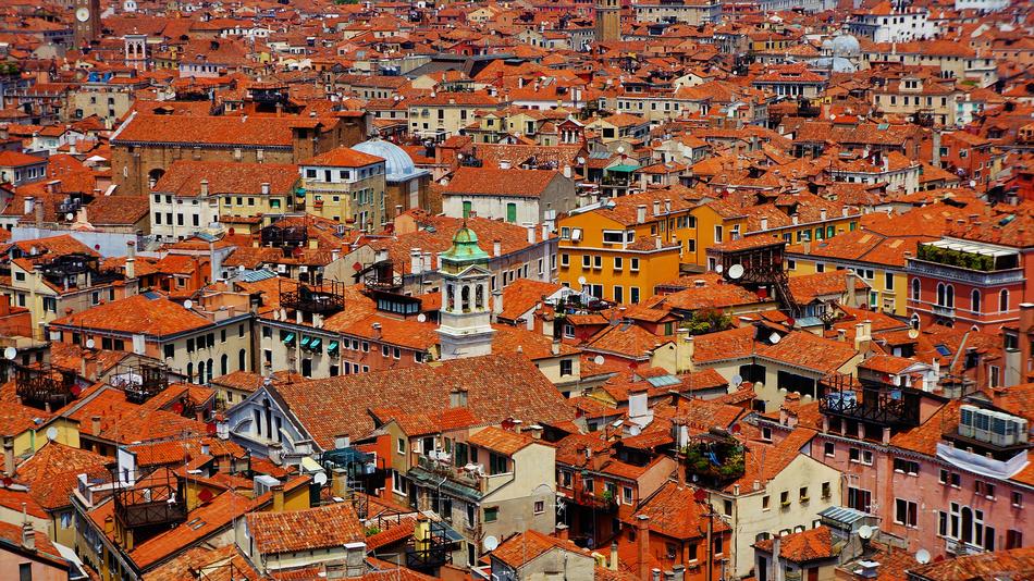 orange roofs in the background