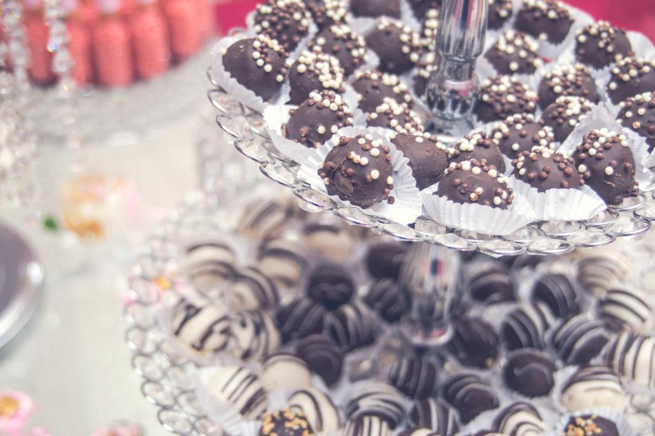 Chocolate dessert on a tray