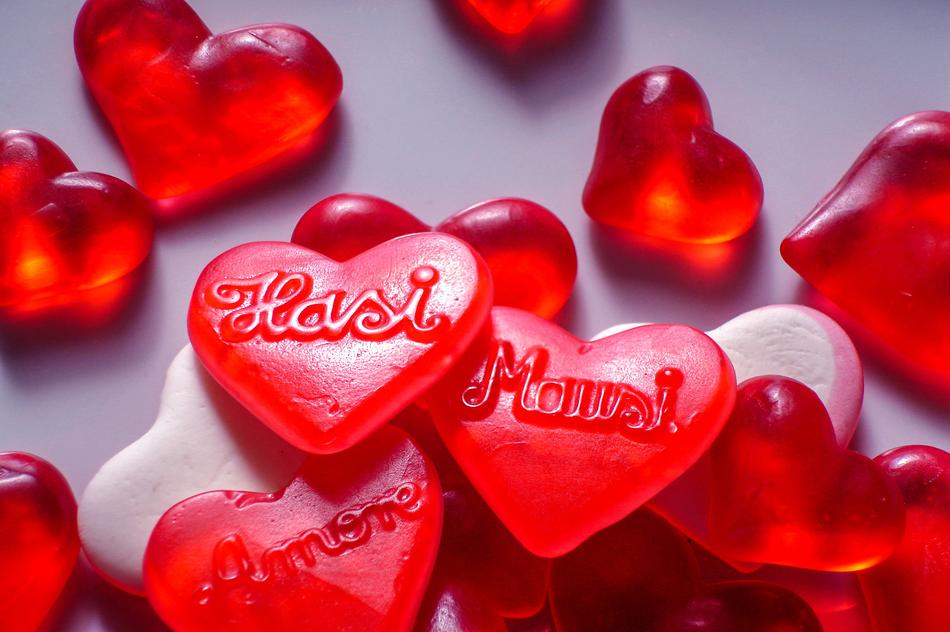 sugar candies in the shape of hearts